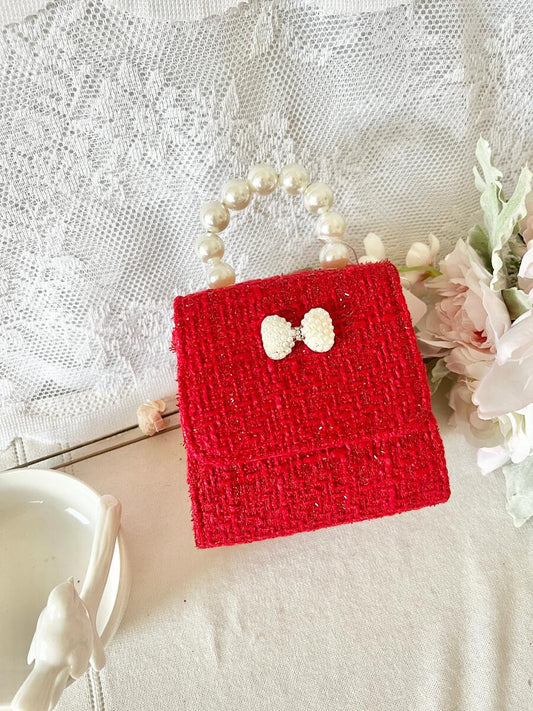 Red Tweed Tea Party Purse