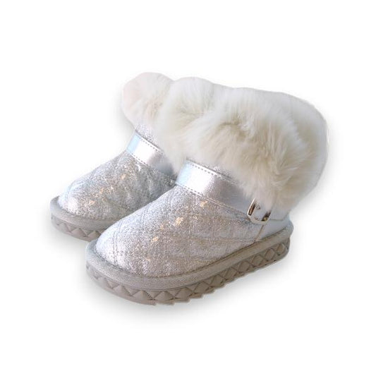 Silver Fur Quilted Boot