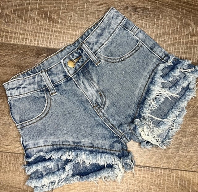 Tiered Denim Shorts