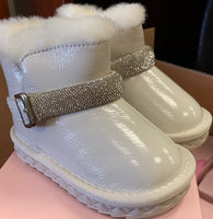Ivory Fur Bling Boots