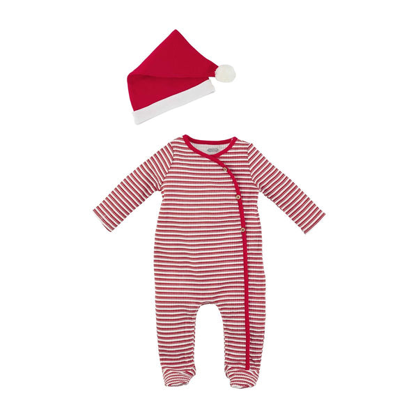 Striped Sleeper & Santa Hat Set