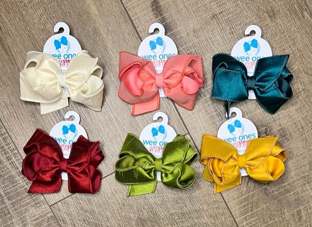 Dupioni Silk and Grosgrain overlay Bows - Medium