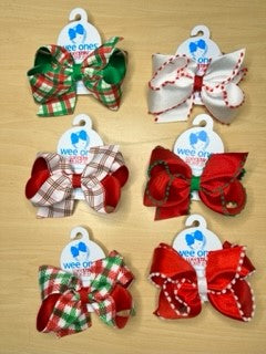 Christmas Plaids and Poms Bows