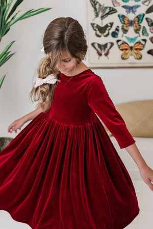 Cranberry Velvet Twirl Dress