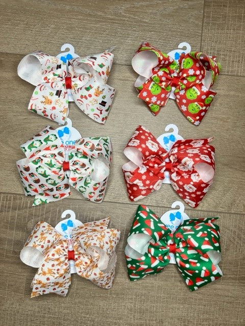 King Christmas Print Hair Bows