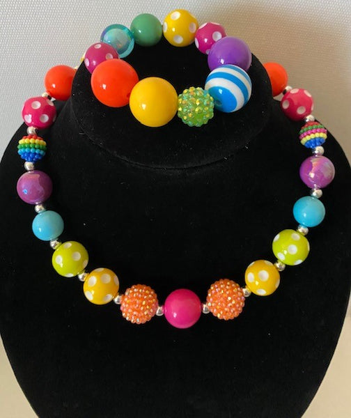 Rainbow Multi Necklace and Bracelet Set