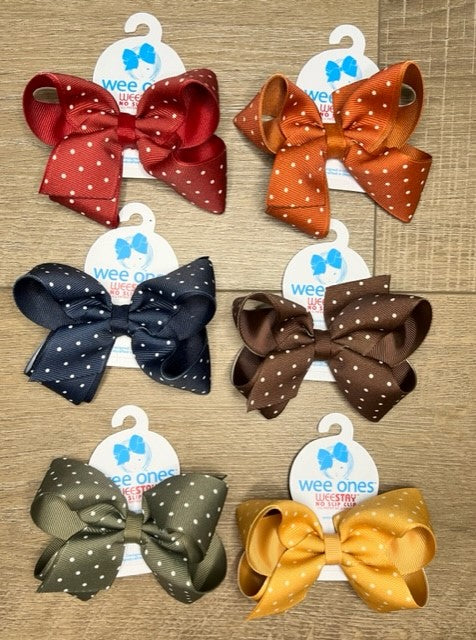 Tiny Dot Grosgrain Overlay Bow - Medium