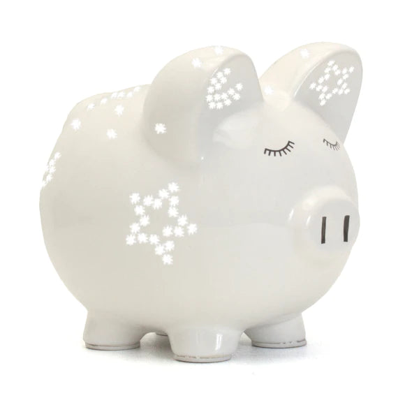 White Night Light Piggy Bank